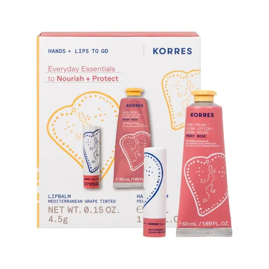 Korres Peony Rose Hand Cream + Mediterranean Grape Lip Balm
