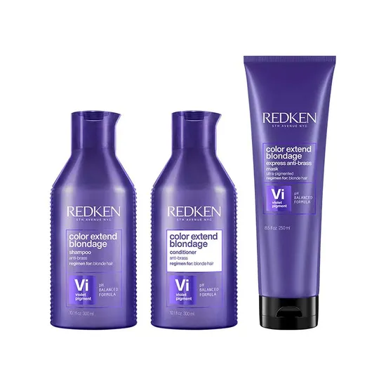 Redken Colour Extend Blondage Shampoo, Conditioner & Anti-Brass Mask Pack 300ml, 300ml & 250ml