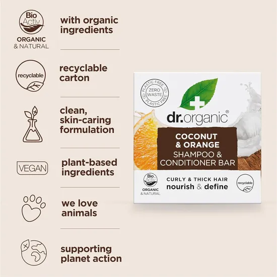 Dr. Organic Coconut Orange Shampoo & Conditioner Bar 75g