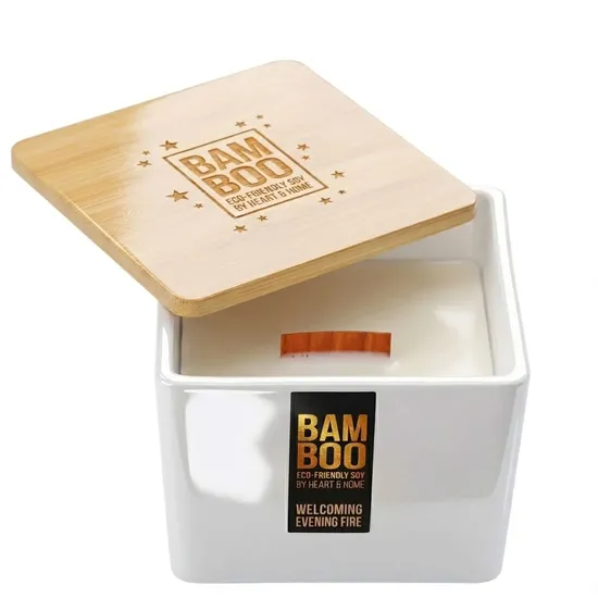 BAMBOO Candle Centrepiece Candle Welcoming Evening Fire 320g