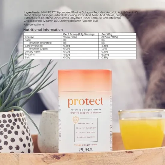 Pura Collagen Protect Advanced Collagen Formula Orange & Ginger 200g