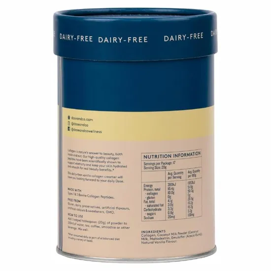 Dose & Co Dairy Free Collagen Creamer Vanilla 340g