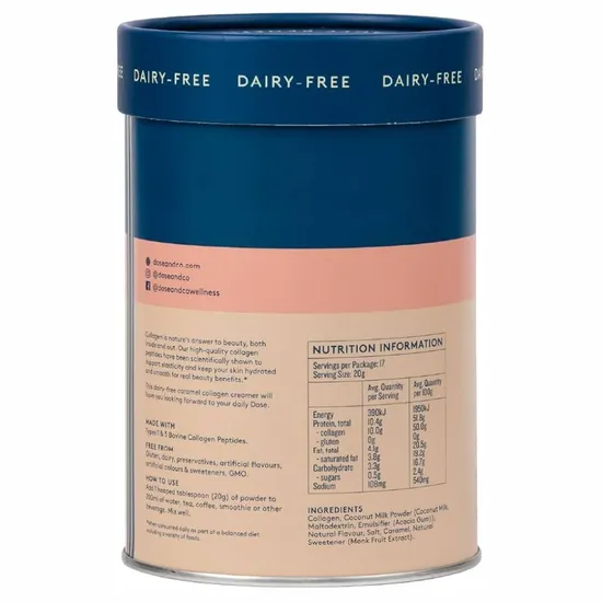 Dose & Co Dairy Free Collagen Creamer Caramel 340g
