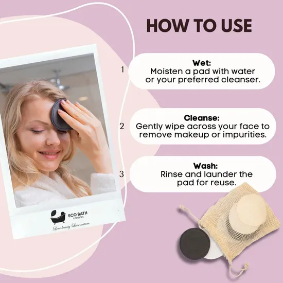 Eco Bath London Reusable Bamboo Makeup Remover Pads x12