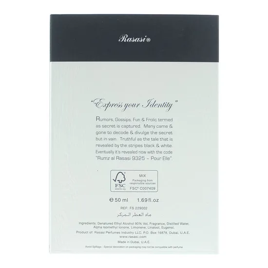 Rasasi Rumz Al Rasasi 9325 Pour Elle Eau De Parfum 50ml