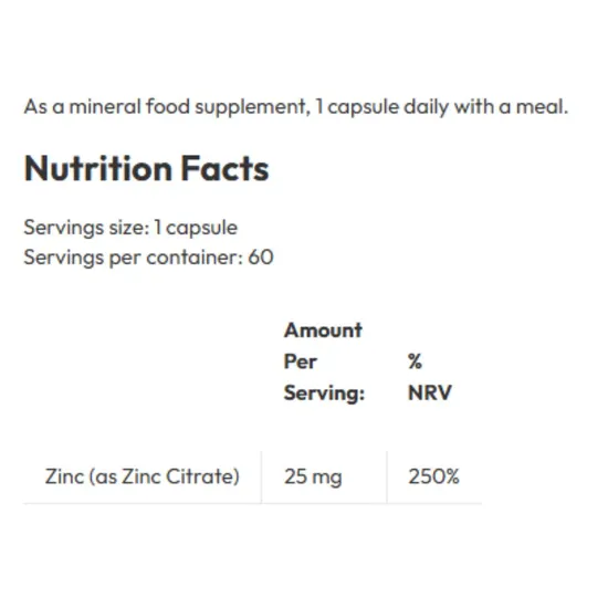 Allergy Research Group Zinc Citrate 25mg Capsules 60 Capsules