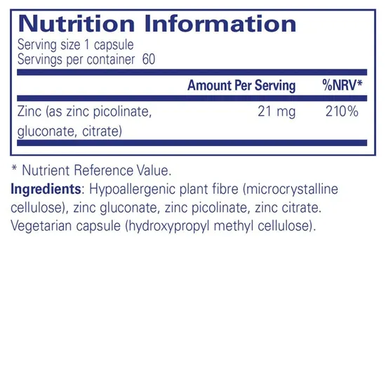 Pure Encapsulations Zinc Complex Capsules 60 Capsules