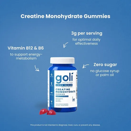 Goli Nutrition Zero Sugar Creatine Monohydrate Gummies 60 Gummies