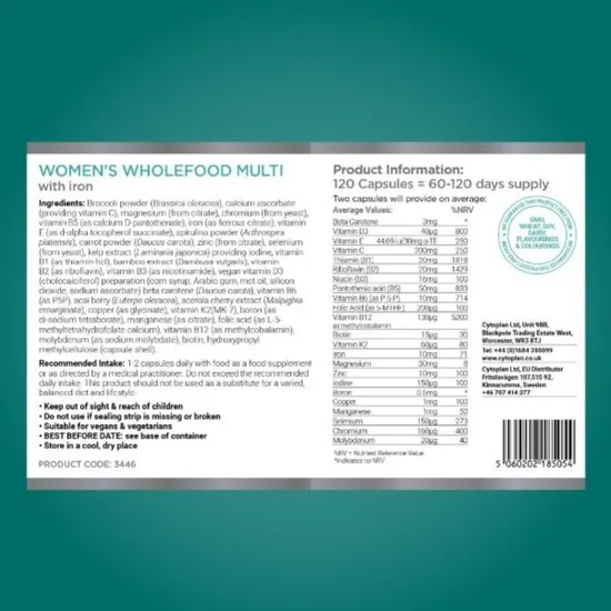 Cytoplan Women's Wholefood Multi With Iron Capsules 60 Capsules