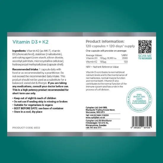 Cytoplan Vitamin K2 & Vitamin D3 Capsules 60 Capsules