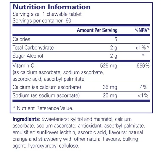 Pure Encapsulations Vitamin C Chewable Tablets 60 Tablets