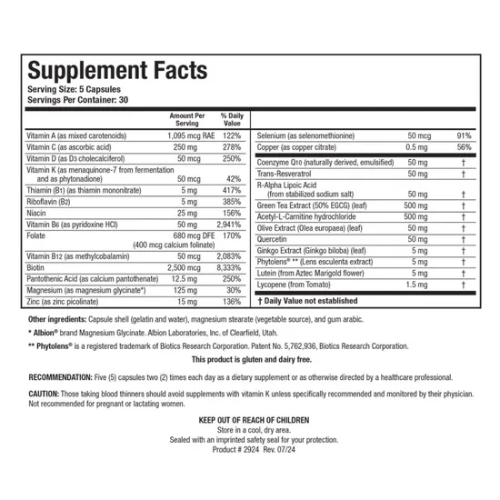 Biotics Research VasculoSirt Capsules 150 Capsules