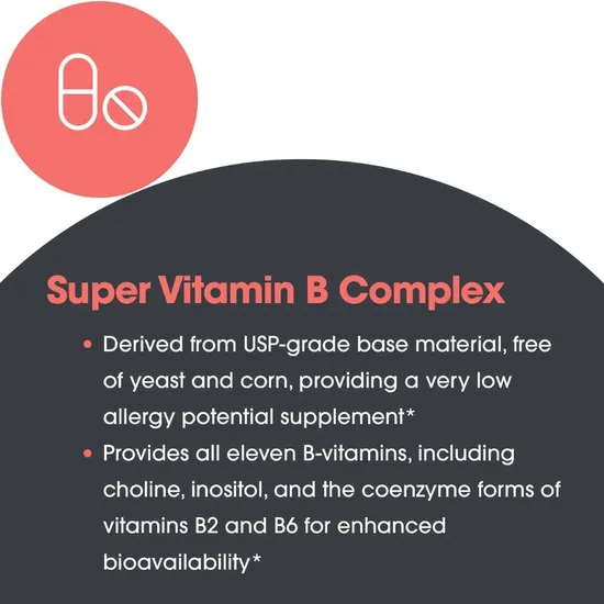 Allergy Research Group Super Vitamin B Complex Capsules 120 Capsules