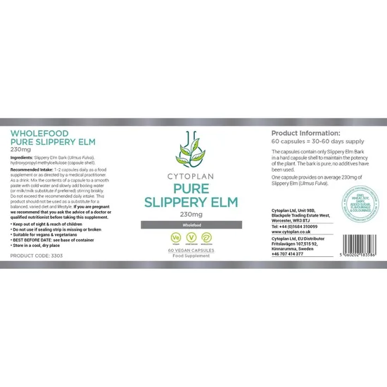 Cytoplan Slippery Elm Wholefood 230mg Capsules 60 Capsules