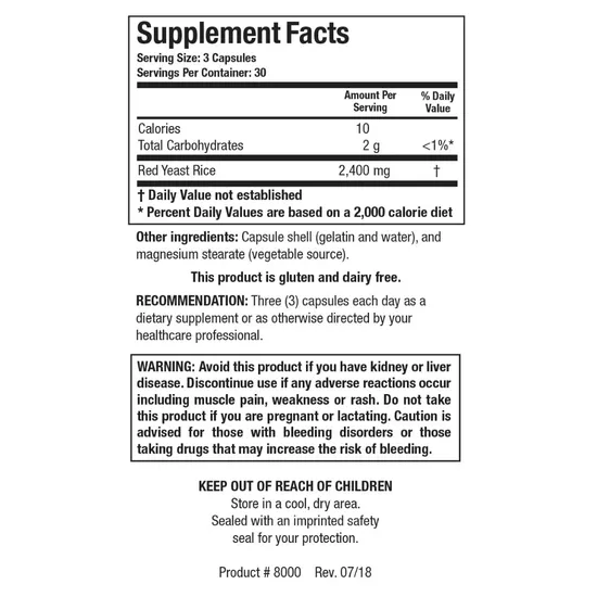 Biotics Research Red Yeast Rice Capsules 90 Capsules