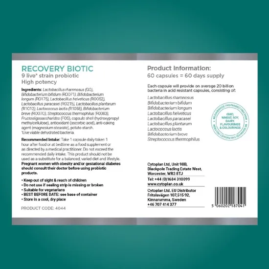 Cytoplan Recovery Biotic Capsules 60 Capsules