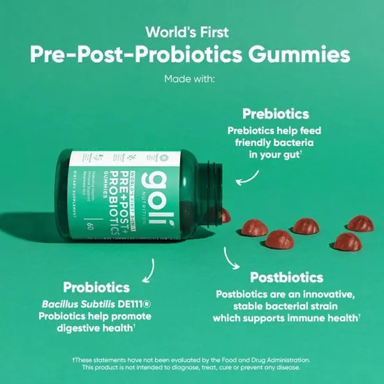 Goli Nutrition Pre+Post+Probiotics Gummies 60 Gummies