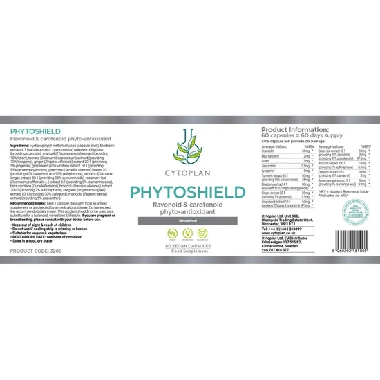 Cytoplan Phytoshield Phyto-Antioxidant Capsules 60 Capsules