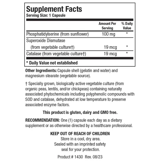 Biotics Research Phosphatidylserine Capsules 90 Capsules