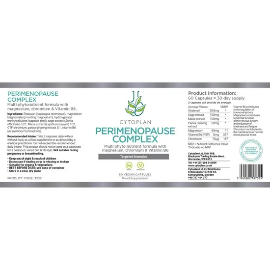 Cytoplan Perimenopause Complex 60 Capsules