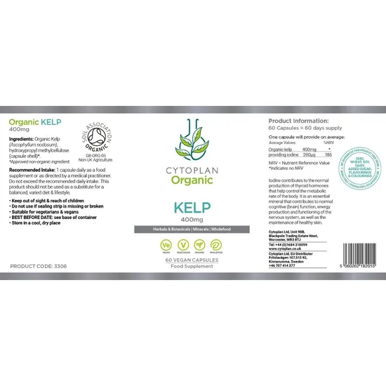Cytoplan Organic Kelp 400mg 60 Capsules