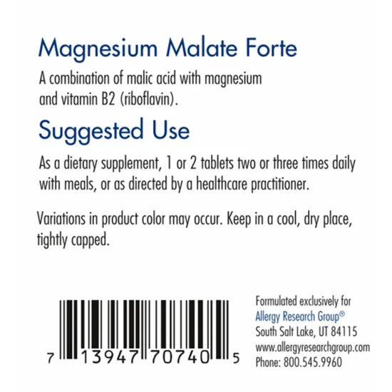 Allergy Research Group Magnesium Malate Forte Tablets 120 Tablets