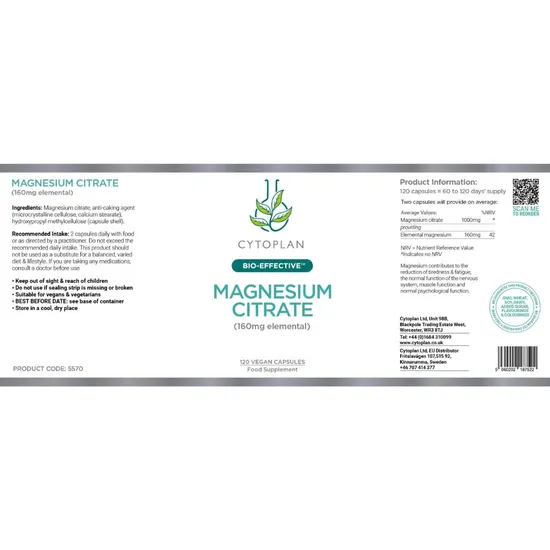 Cytoplan Magnesium Citrate Capsules 120 Capsules