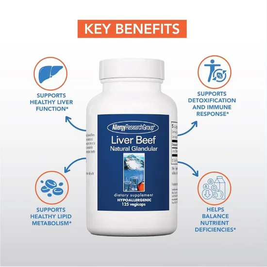 Allergy Research Group Liver Beef Natural Glandular Capsules 125 Capsules