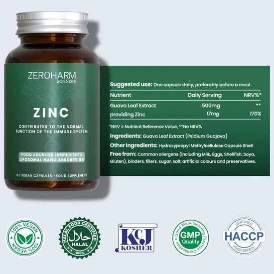 ZeroHarm Liposomal Zinc 17mg Capsules 120 Capsules