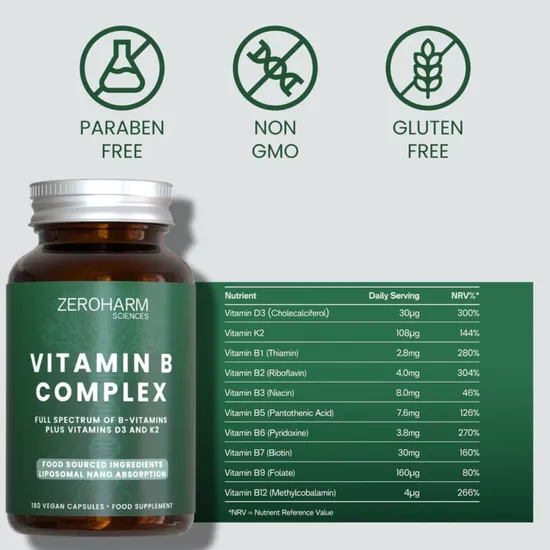 ZeroHarm Liposomal Vitamin B Complex Capsules 180 Capsules