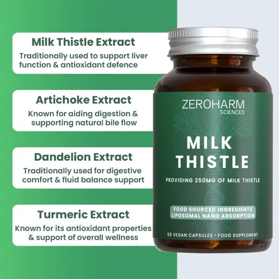 ZeroHarm Liposomal Milk Thistle 250mg Capsules 60 Capsules
