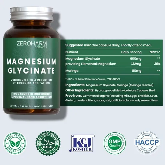 ZeroHarm Liposomal Magnesium Glycinate 600mg Capsules 60 Capsules