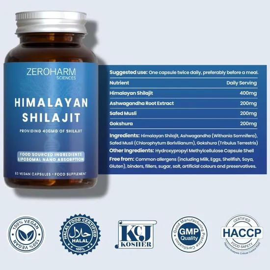 ZeroHarm Liposomal Himalayan Shilajit 400mg Capsules 60 Capsules