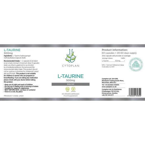 Cytoplan L-Taurine Capsules 60 Capsules