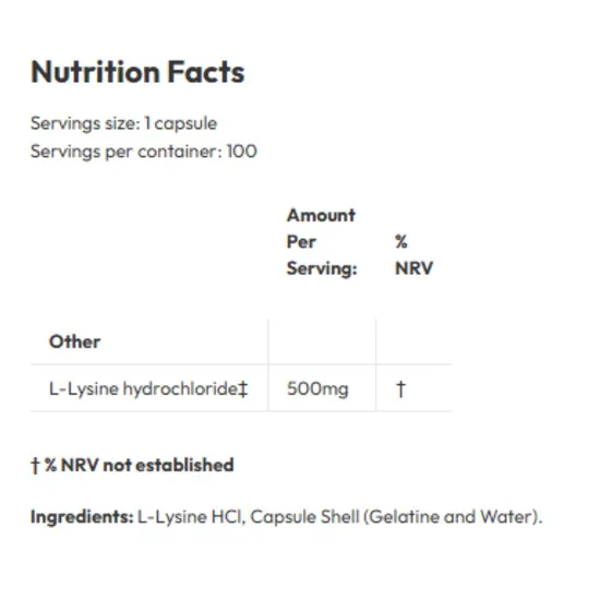 Biotics Research L-Lysine HCl Capsules 100 Capsules