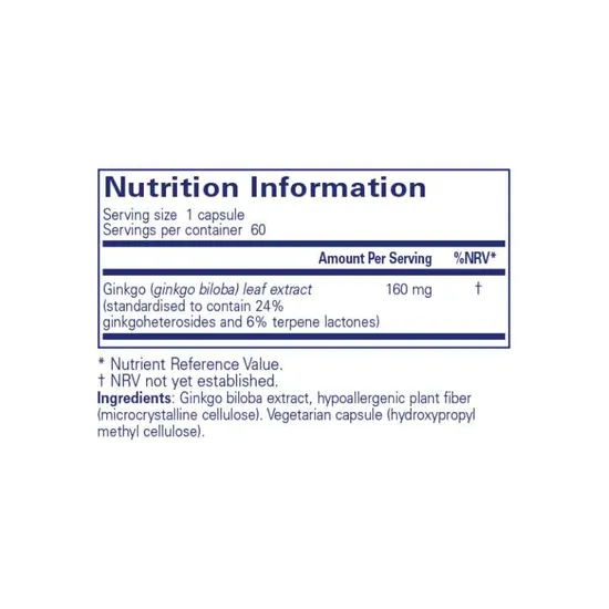 Pure Encapsulations Ginkgo 50 160mg 60 Capsules