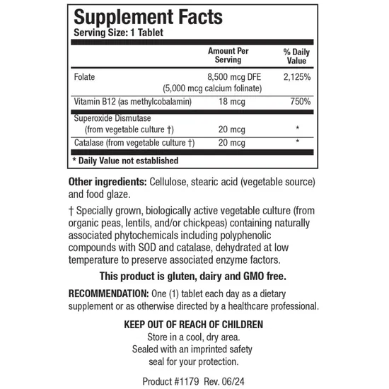 Biotics Research Folate-5 Plus + B12 Tablets 120 Tablets