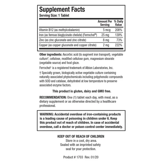 Biotics Research Fe-Zyme Tablets 100 Tablets