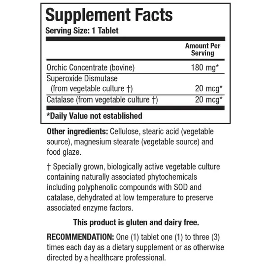 Biotics Research Cytozyme Orchic Tablets 100 Tablets