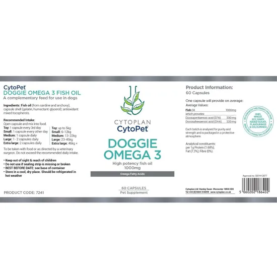 Cytoplan CytoPet Doggie Omega 3 Fish Oil Capsules 60 Capsules