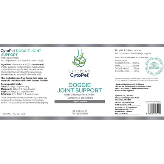 Cytoplan CytoPet Doggie Joint Health Capsules 60 Capsules