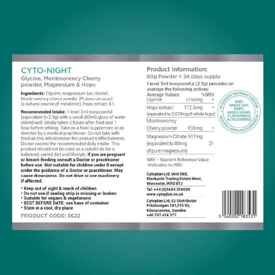 Cytoplan Cyto-Night Vegan Powder 80g