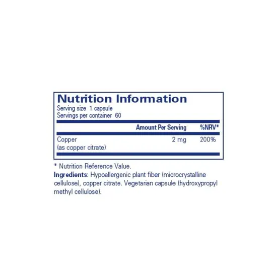 Pure Encapsulations Copper Citrate Capsules 60 Capsules