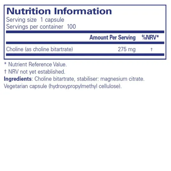Pure Encapsulations Choline Bitartrate Capsules 100 Capsules