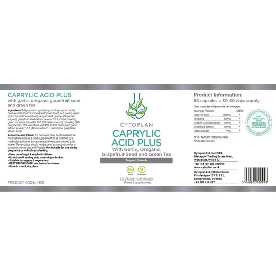 Cytoplan Caprylic Acid Plus Capsules 60 Capsules