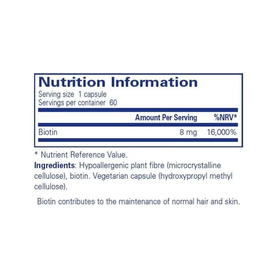 Pure Encapsulations Biotin 8mg Capsules 60 Capsules