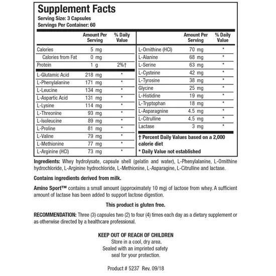 Biotics Research Amino Sport Capsules 180 Capsules