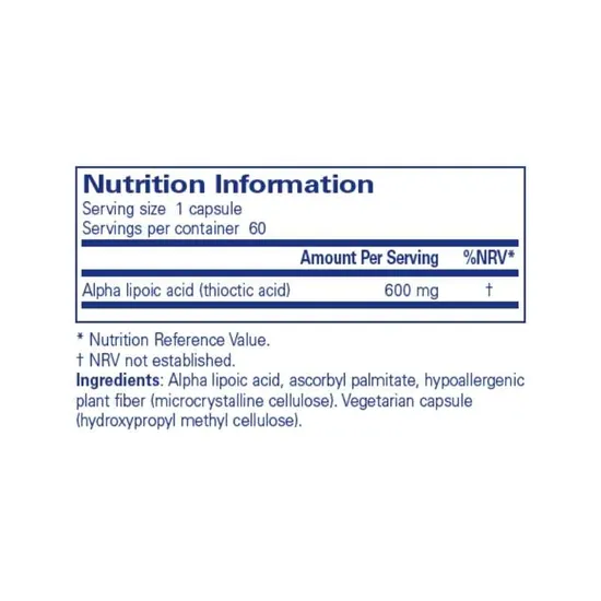 Pure Encapsulations Alpha Lipoic Acid 600mg Capsules 60 Capsules