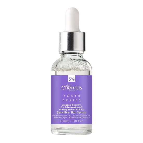 skinChemists Sensitive Skin Serum Dragon's Blood 5%, Centella Asiatica 3%, Evening Primrose Oil 1% 2 x 30ml