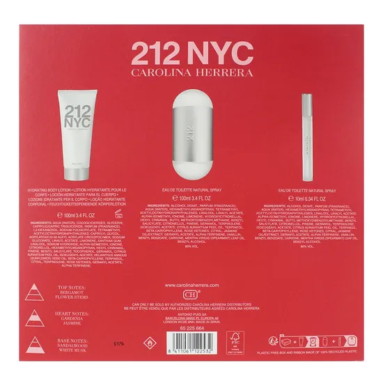 Carolina Herrera 212 NYC Eau De Toilette 100ml, Eau De Toilette 10ml + Body Lotion 100ml Gift Set For Her 100ml
